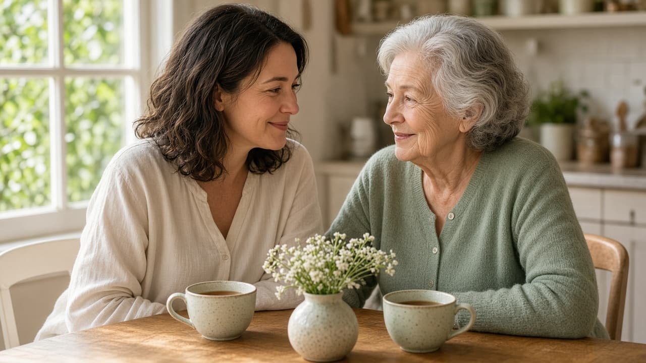 Two women sharing coffee